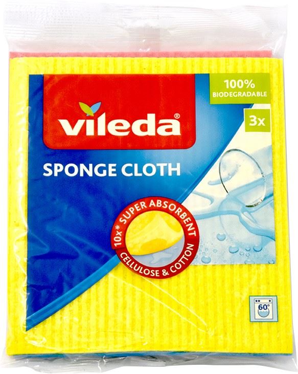 Vileda Sponge Cloth ściereczki gąbczaste 3 sztuki